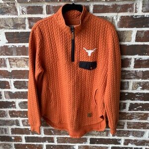 Pressbox University of Texas Boone Quilted Snap Pullover Burnt Orange Sz. M